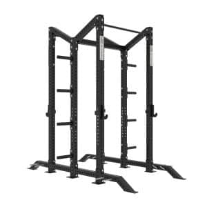 NC Fitness Gear black powder coated Half Rack Double (Back to Back) with silver NC Fitness branded front facing plates