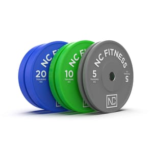 Olympic Bumper Plate Set in Blue, green and grey, 70kg Total Weight