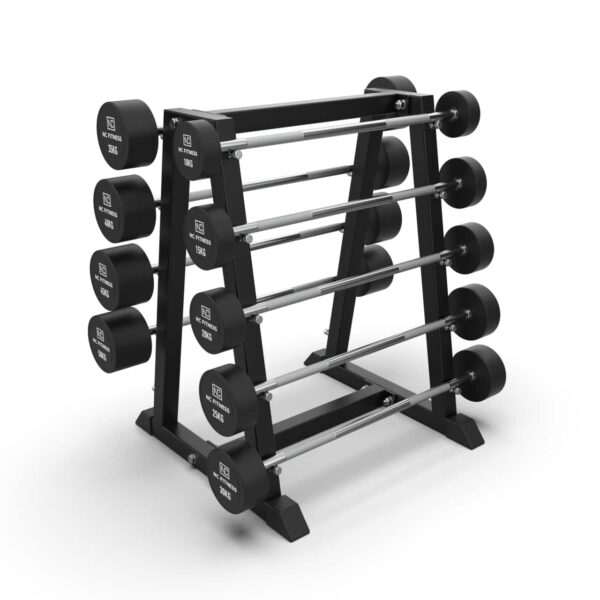 Fixed Barbell Set with Rack 10-50kg - Barbells & Weight Plates