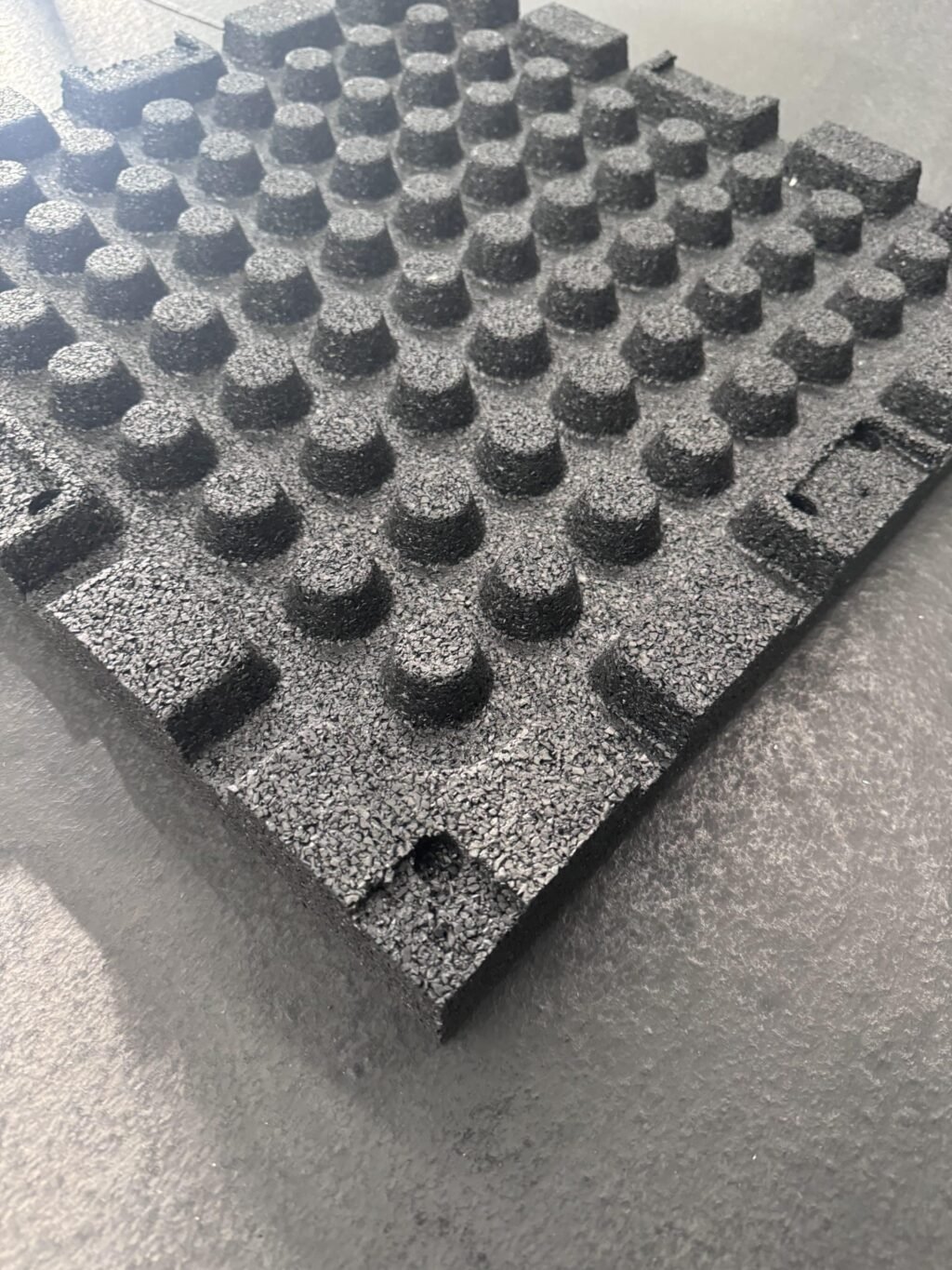 Rubber gym tile flooring underside 500mm x 500mm