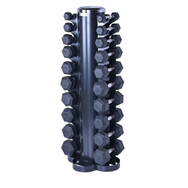 Rubber Hex Dumbbell 1-10 Kg Set including all Black stand - Dumbbells