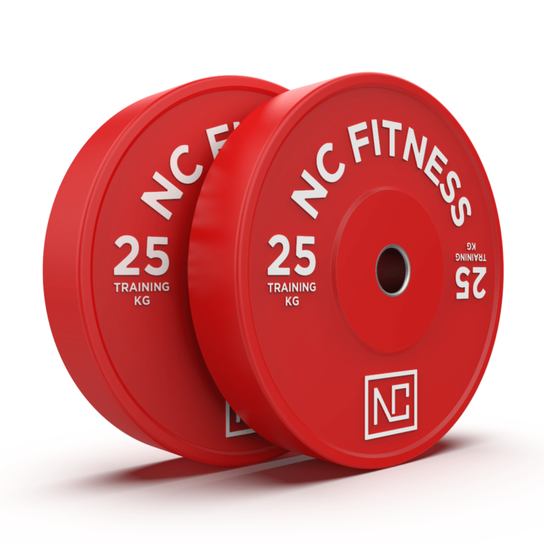 Bumper Plate 25kg Red x 2 Olympic Bars & Bumper Weight Plates NC Fitness Bumper Plates Weight Plates Pair