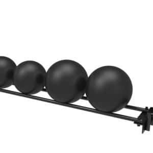 H-Series Gym Ball Shelf pictured holding various gym balls