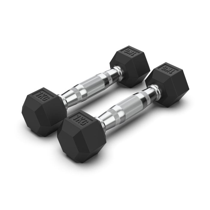 1KG Rubber Hex Dumbbells PAIR Rubber Hex Dumbbells NC Fitness 8 hex dumbbell