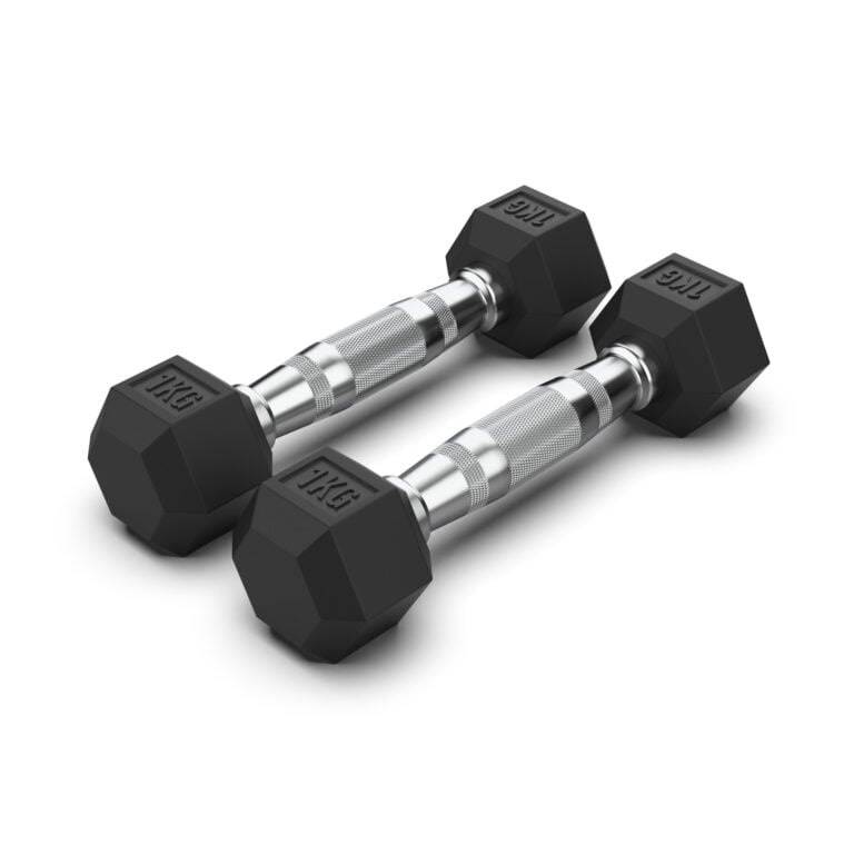 1KG Rubber Hex Dumbbells PAIR Rubber Hex Dumbbells NC Fitness hex dumbbell