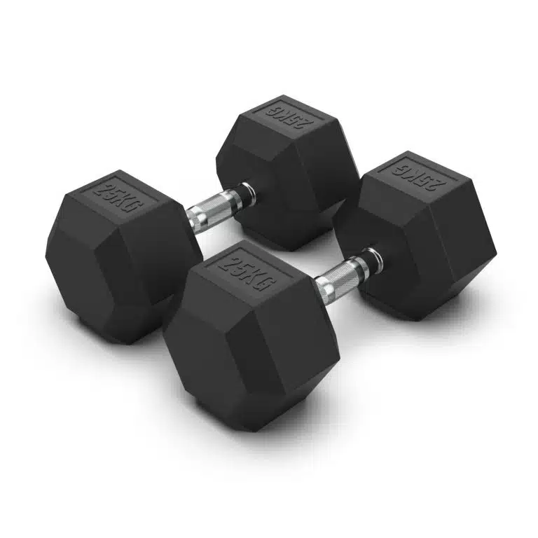 25KG Rubber Hex Dumbbell PAIR Rubber Hex Dumbbells NC Fitness Rubber Hex Dumbbell (Pair)