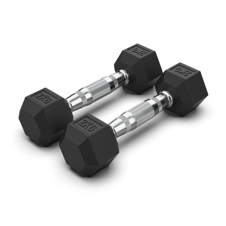 2KG Rubber Hex Dumbbell PAIR18 Rubber Hex Dumbbells NC Fitness hex dumbbell