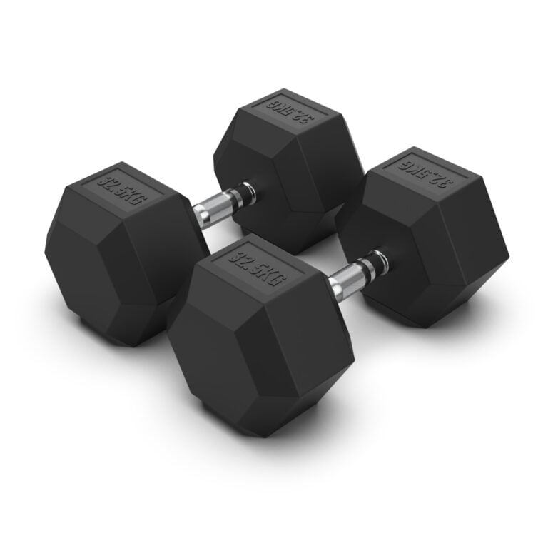 32.5KG Rubber Hex Dumbbell PAIR Rubber Hex Dumbbells NC Fitness Rubber Hex Dumbbell (Pair)
