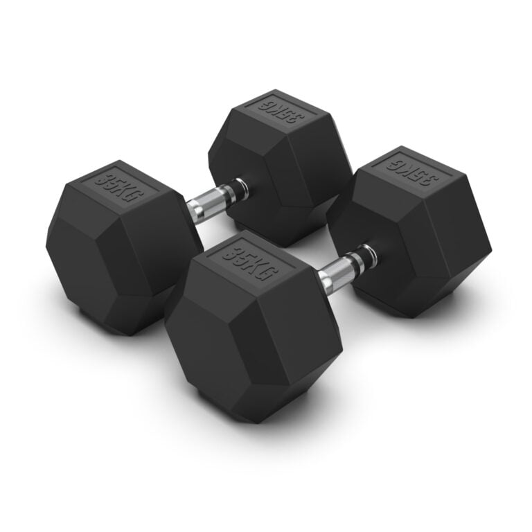 35KG Rubber Hex Dumbbell PAIR Rubber Hex Dumbbells NC Fitness Rubber Hex Dumbbell (Pair)
