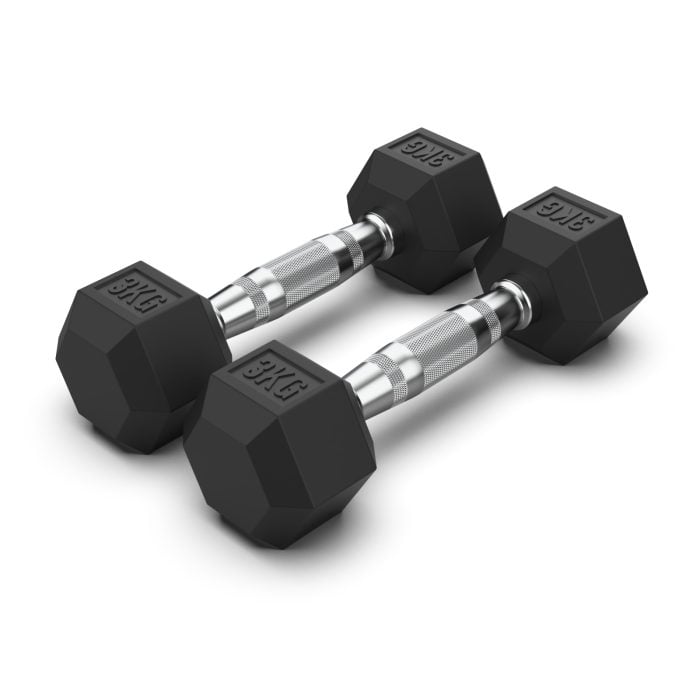 Rubber Hex Dumbbells (Pair)