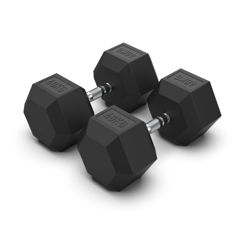 40KG Rubber Hex Dumbbell PAIR Rubber Hex Dumbbells NC Fitness Rubber Hex Dumbbell (Pair)
