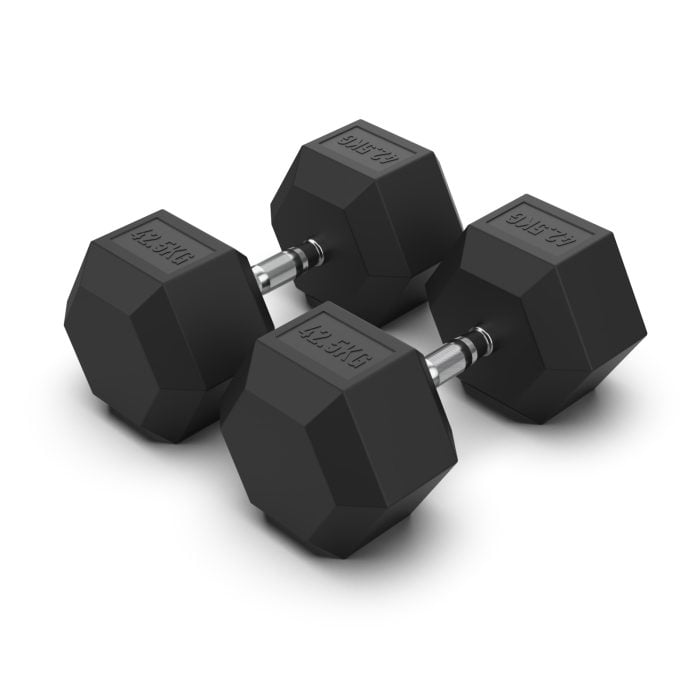 42.5KG Rubber Hex Dumbbell PAIR Rubber Hex Dumbbells NC Fitness hex dumbbells melbourne
