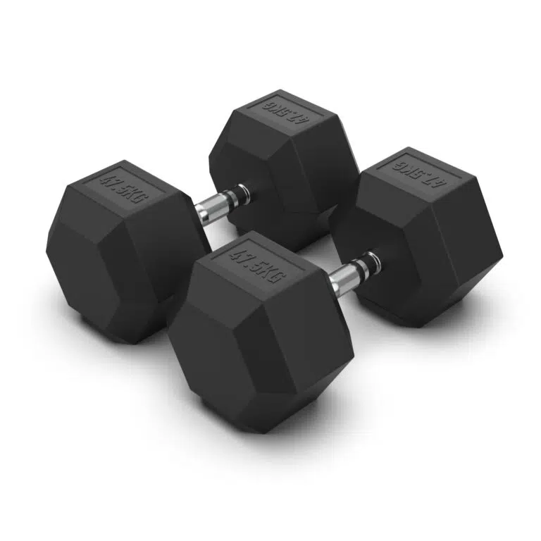 47.5KG Rubber Hex Dumbbell PAIR Rubber Hex Dumbbells NC Fitness 47.5KG Rubber Hex Dumbbell PAIR