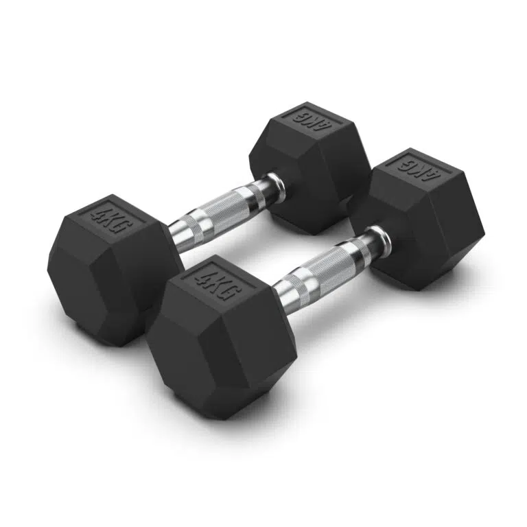 4KG Rubber Hex Dumbbell PAIR Rubber Hex Dumbbells NC Fitness Rubber Hex Dumbbell (Pair)
