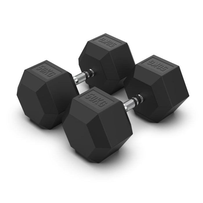 50KG Rubber Hex Dumbbell PAIR Rubber Hex Dumbbells NC Fitness hex dumbbell