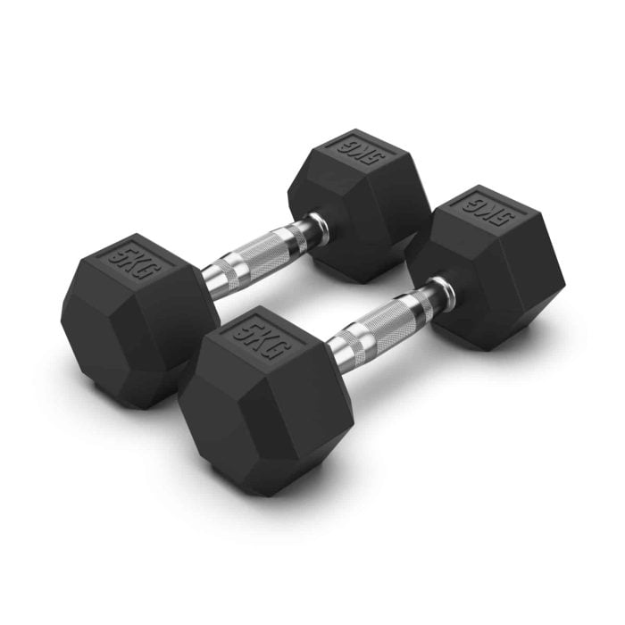 5KG Rubber Hex Dumbbell PAIR Rubber Hex Dumbbells NC Fitness hex dumbbell
