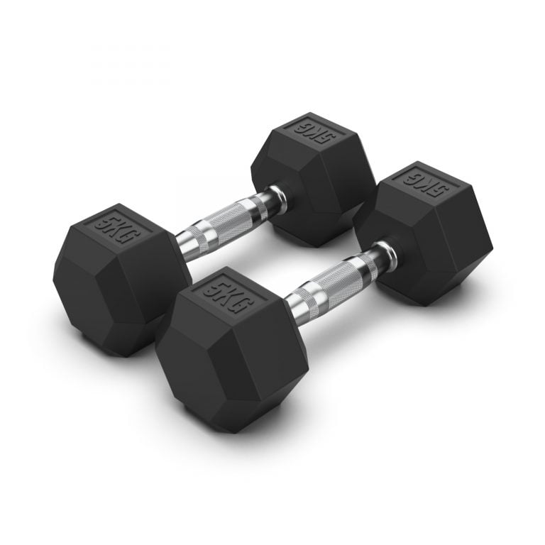 5KG Rubber Hex Dumbbell PAIR Rubber Hex Dumbbells NC Fitness hex dumbbell