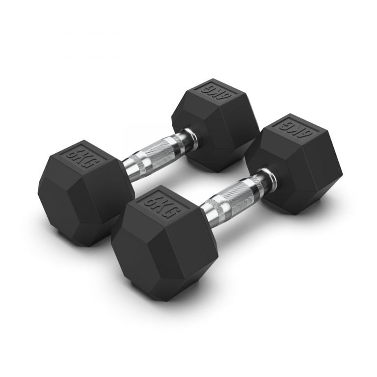 6KG Rubber Hex Dumbbell PAIR Rubber Hex Dumbbells NC Fitness hex dumbbell