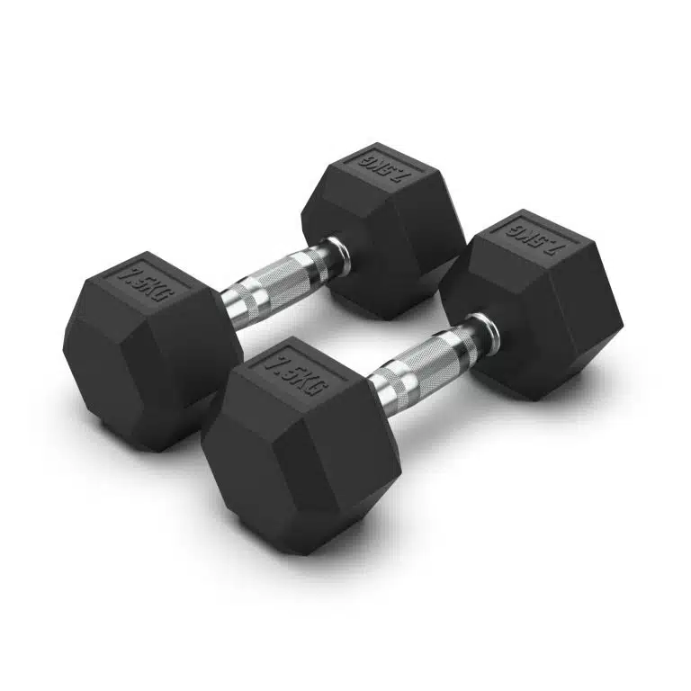 7.5KG Rubber Hex Dumbbell PAIR Rubber Hex Dumbbells NC Fitness Rubber Hex Dumbbell (Pair)