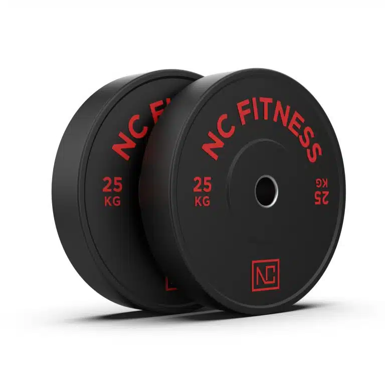 Bumper Plate 2 X 25kg Black Rubber with Colour Print Olympic Bars & Bumper Weight Plates NC Fitness Bumper Plate 2 X 25kg Black Rubber with Colour Print