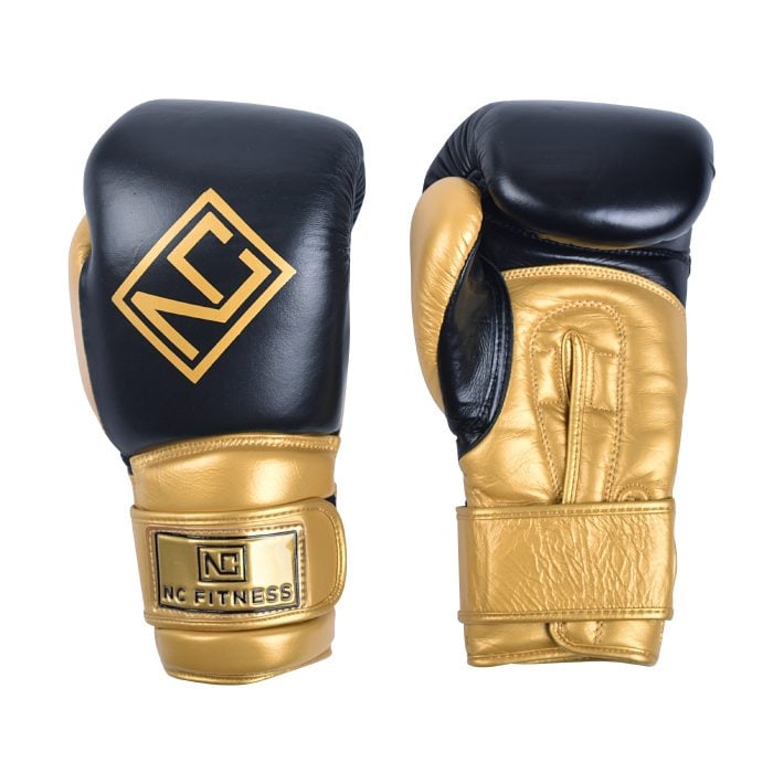 NC Fitness Boxing Gloves Leather 16oz – Gold/Black Boxing Gloves NC Fitness Black and Gold Boxing Gloves