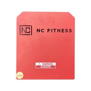 Red 6kg weight vest plate with black NC Fitness branding