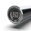 Close up of Olympic Power Bar sleeve NC Fitness branding