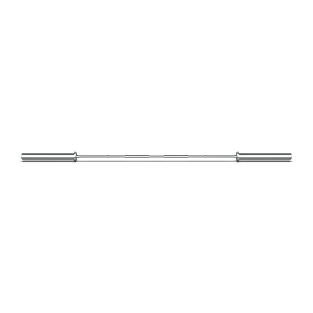 Full length perspective of NC Fitness 20Kg Hard Chrome Olympic Power Bar