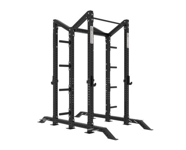 NC Fitness Gear black powder coated Half Rack Double (Back to Back) with silver NC Fitness branded front facing plates