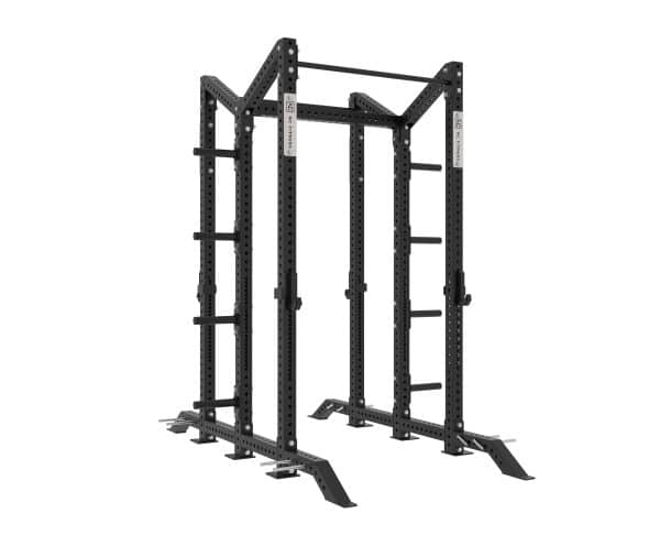 NC Fitness Gear Australia black powder coated Half Rack Double (Back to Back) with silver NC Fitness branded front facing plates