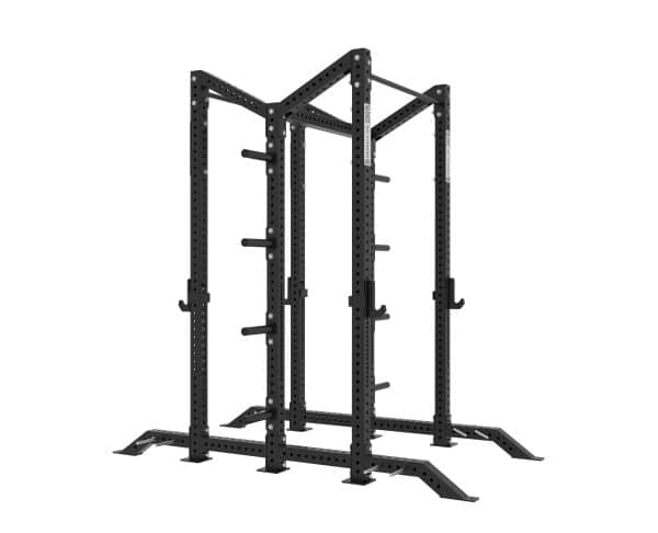 NC Fitness Gear Melbourne black powder coated Half Rack Double (Back to Back) with silver NC Fitness branded front facing plates