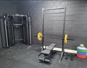 Power rack with weight bench and Olympic barbell Melbourne