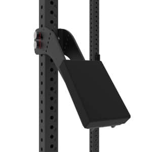 Close up of NC Fitness H-Series chest pad attachment shown mounted to free standing rig
