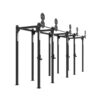 NC Fitness branded double target for wall balls shown mounted to NC Fitness free standing rig