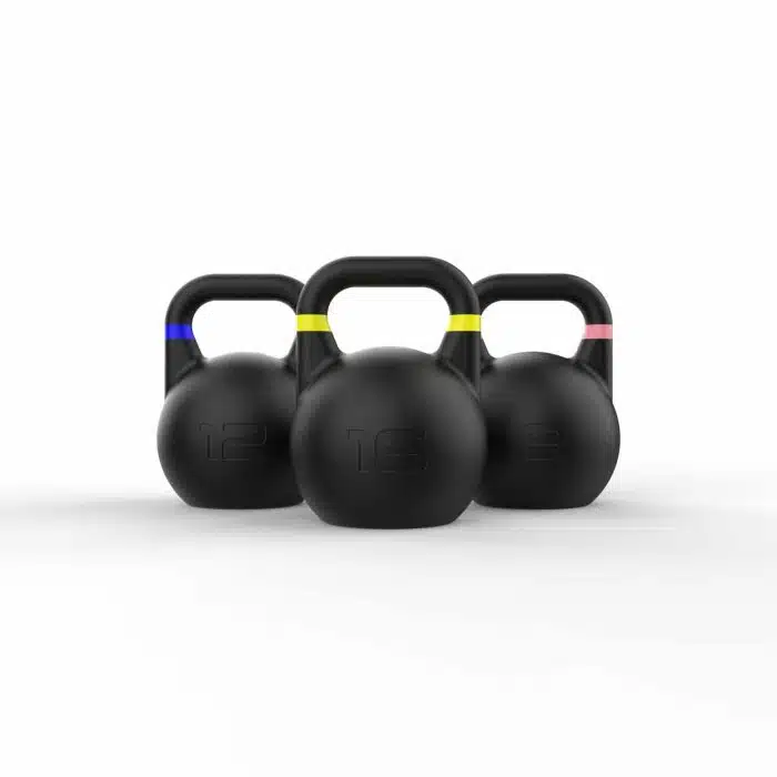 Competition Kettlebell Set in 8Kg, 12Kg, 16Kg Kettlebell Packages NC Fitness Kettlebell Competition Set in Black 12Kg, 16Kg, 20Kg